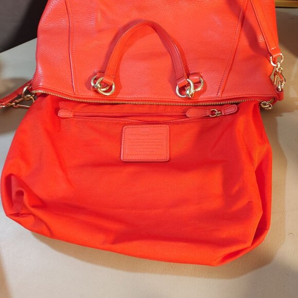 Coach Red Satchel Crossbody Bag Colette Cardinal Pebbled Leather Gold Hardware - Picture 4 of 16